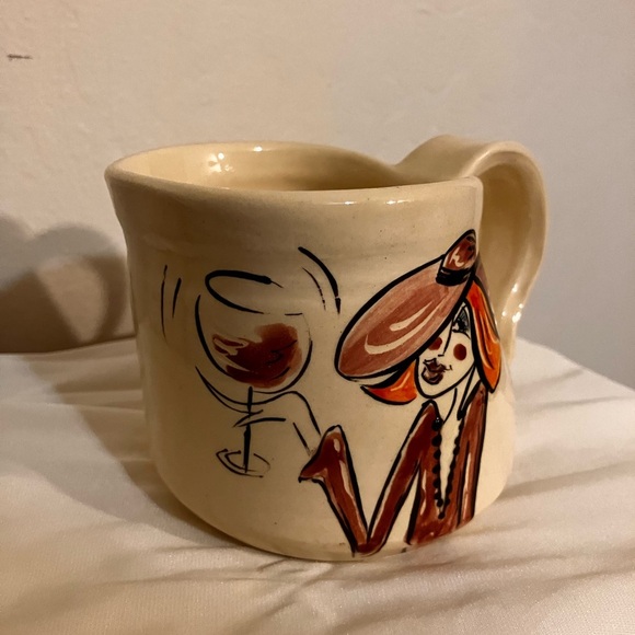 Vintage 80’s lace with hat mug signed clay pottery - Picture 2 of 8